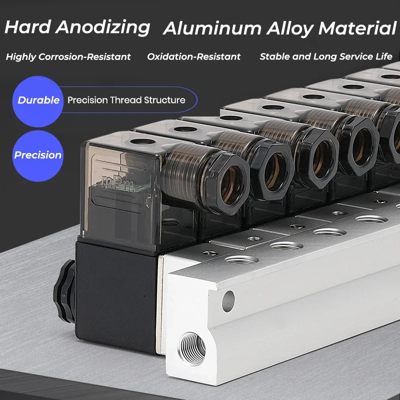 12V 24V 110V 220V 2way Normally Closed Air Magnetic Valve 3V1-06 Multi-way Combination Manifold Pneumatic Solenoid valve