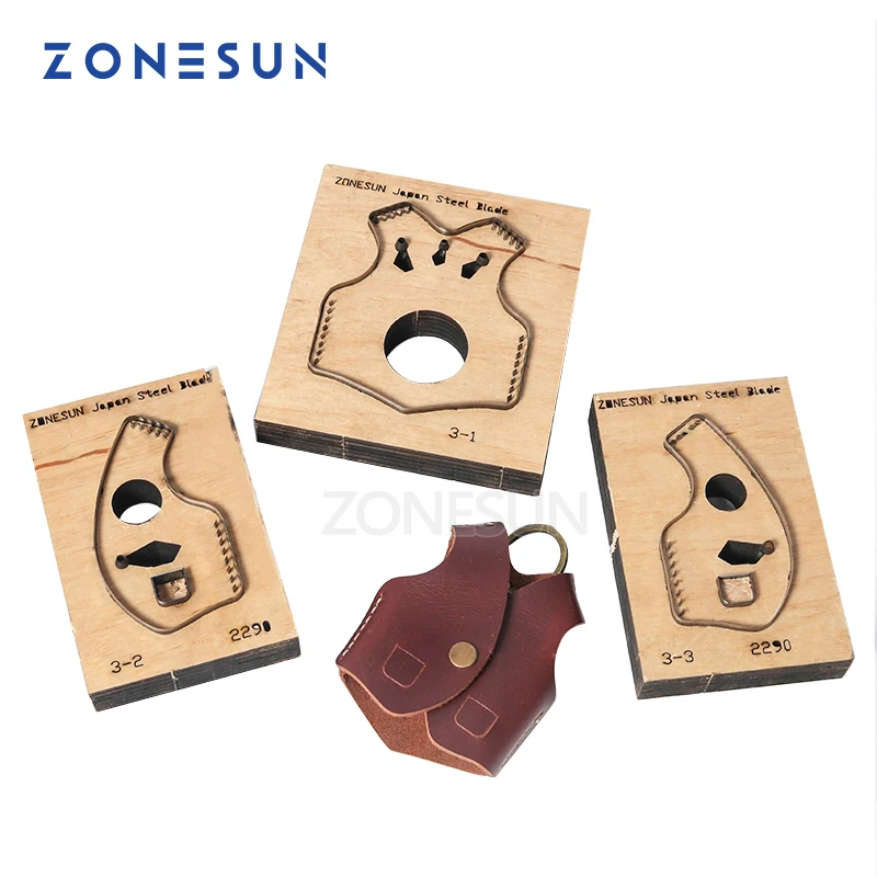 ZONESUN Y006 Customized leather cutting die shape key ring fob holder punch PVC/EVA sheet cutter mold DIY laser knife die