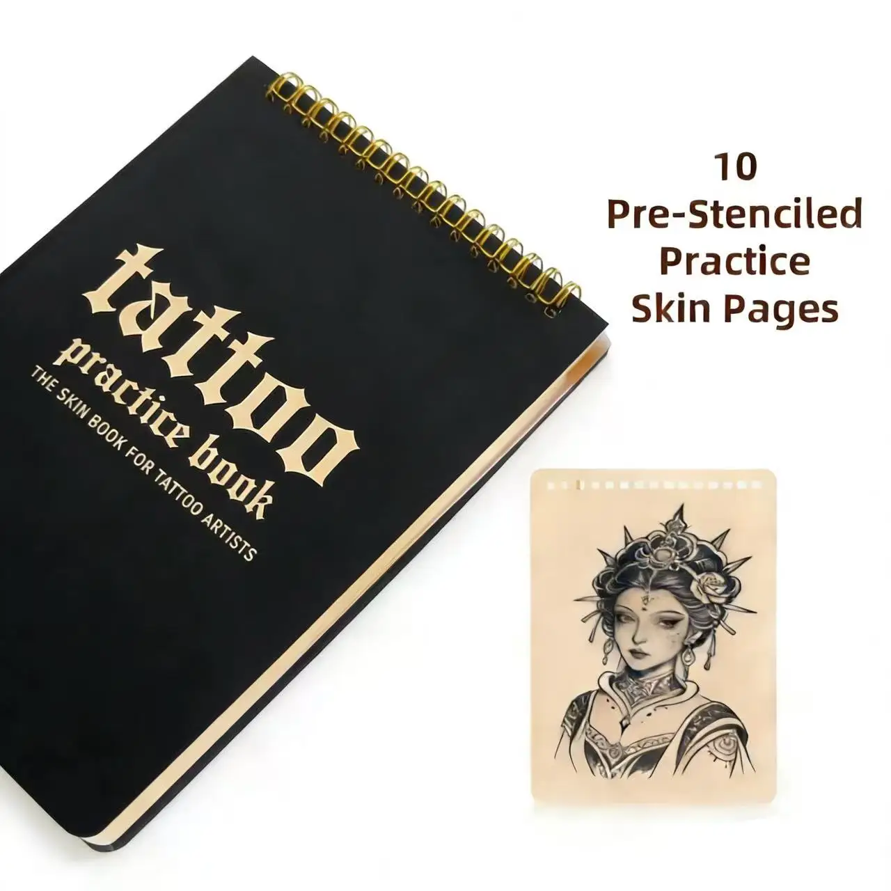 Blank Tattoo Practice Skin Book Set-10 sheets of 1mm double-side Skin 8x6in portable practice with a separator,tattoo diary book