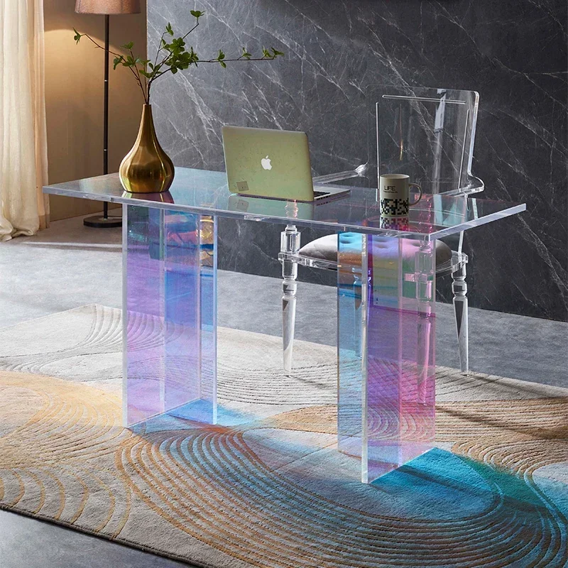 Colorful acrylic  Modern simple living room Home dining table Rainbow minimalist   Computer   Writing desk