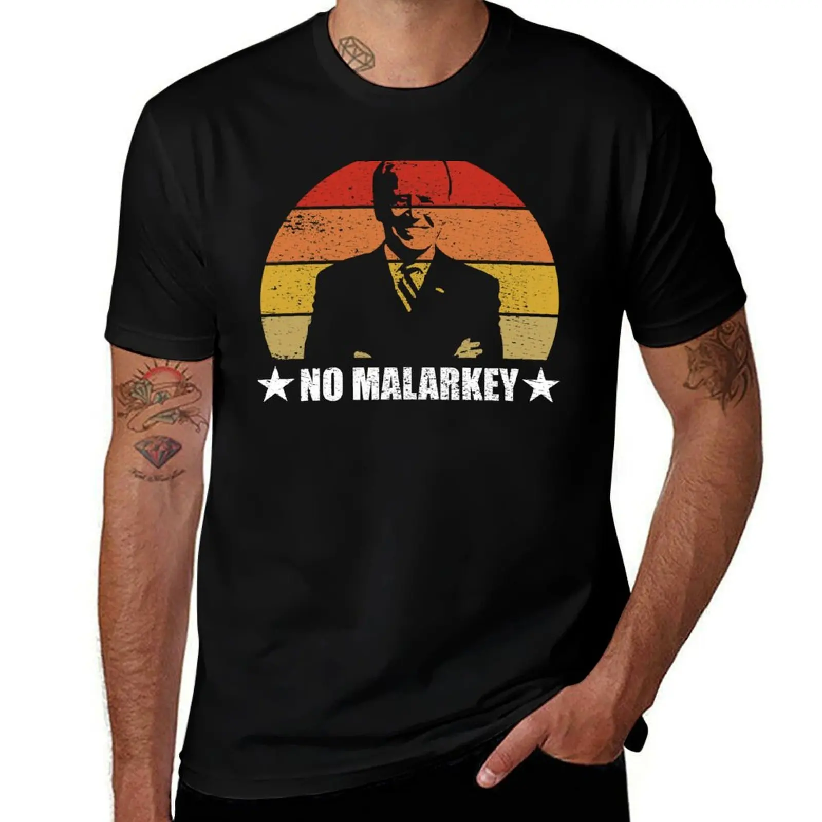 No Malarkey Retro Sunset Distressed - Joe Biden T-Shirt designer shirts street wear black t shirts for men