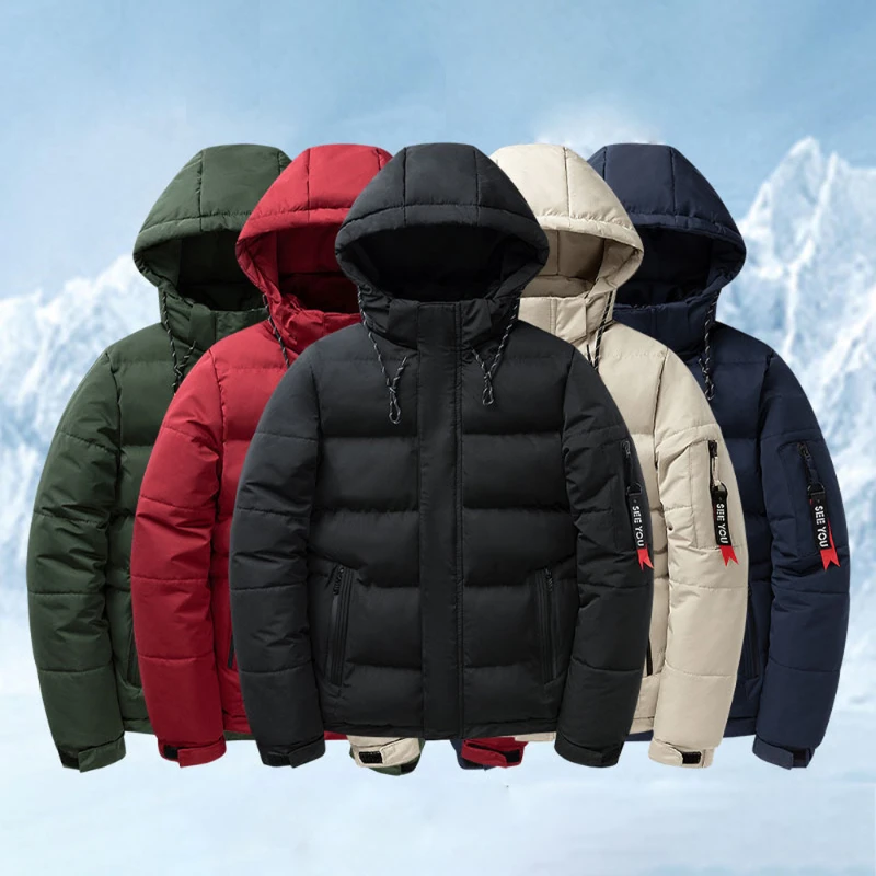 2024 Hooded Puffer Jacket Men Autumn Winter Thicken Cotton Padded Jackets Men Parka Jacket Warm Coats Outdoor Wear Clothes