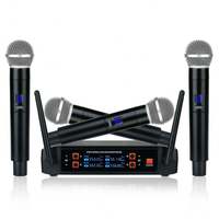 Rechargeable UHF Dual Channel Wireless Microphone System With ECHO Volume Control Cordless Microphones for Karaoke Black CN;GUA