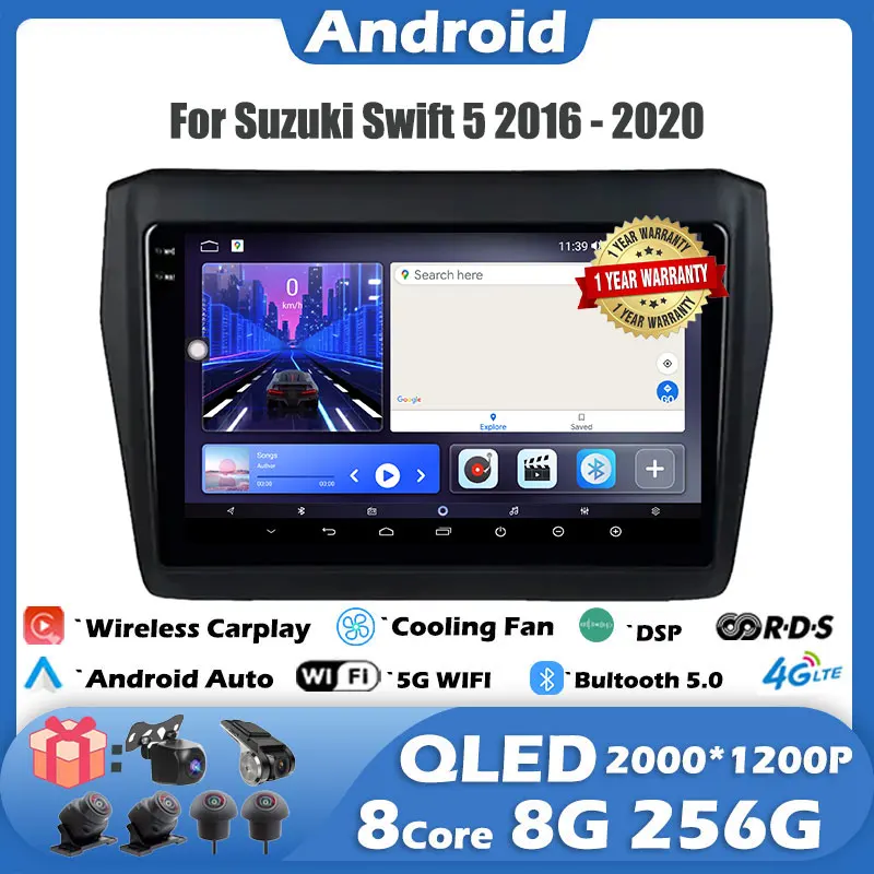 

9" Android 14 For Suzuki Swift 5 2016 - 2020 DSP Touch Screen Car Radio GPS Navigation Multimedia Player 4G Lte WIFI