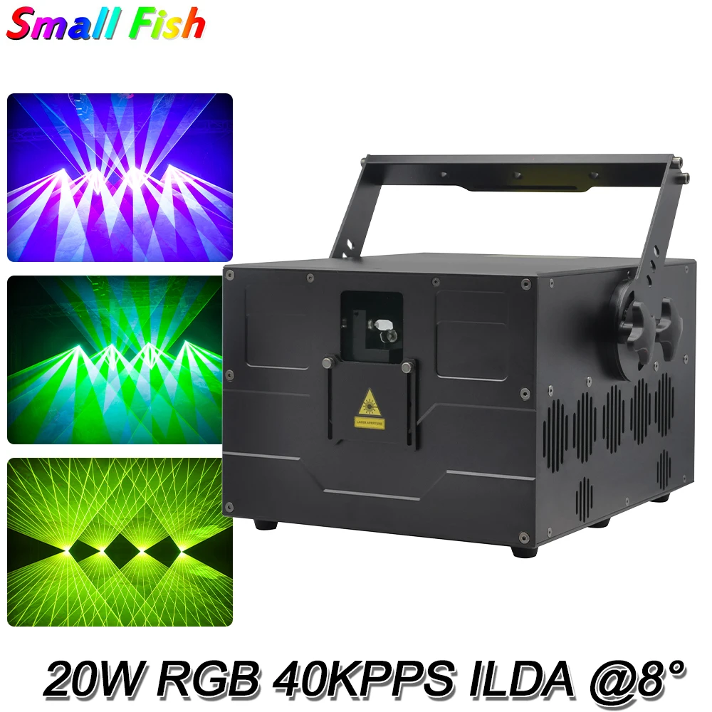 RGB 20w Full Color 40KPPS ILDA Scanning Angle 60 ° DMX512 Professional Projector Industral Outdoor Custom Laser Scanner Designer