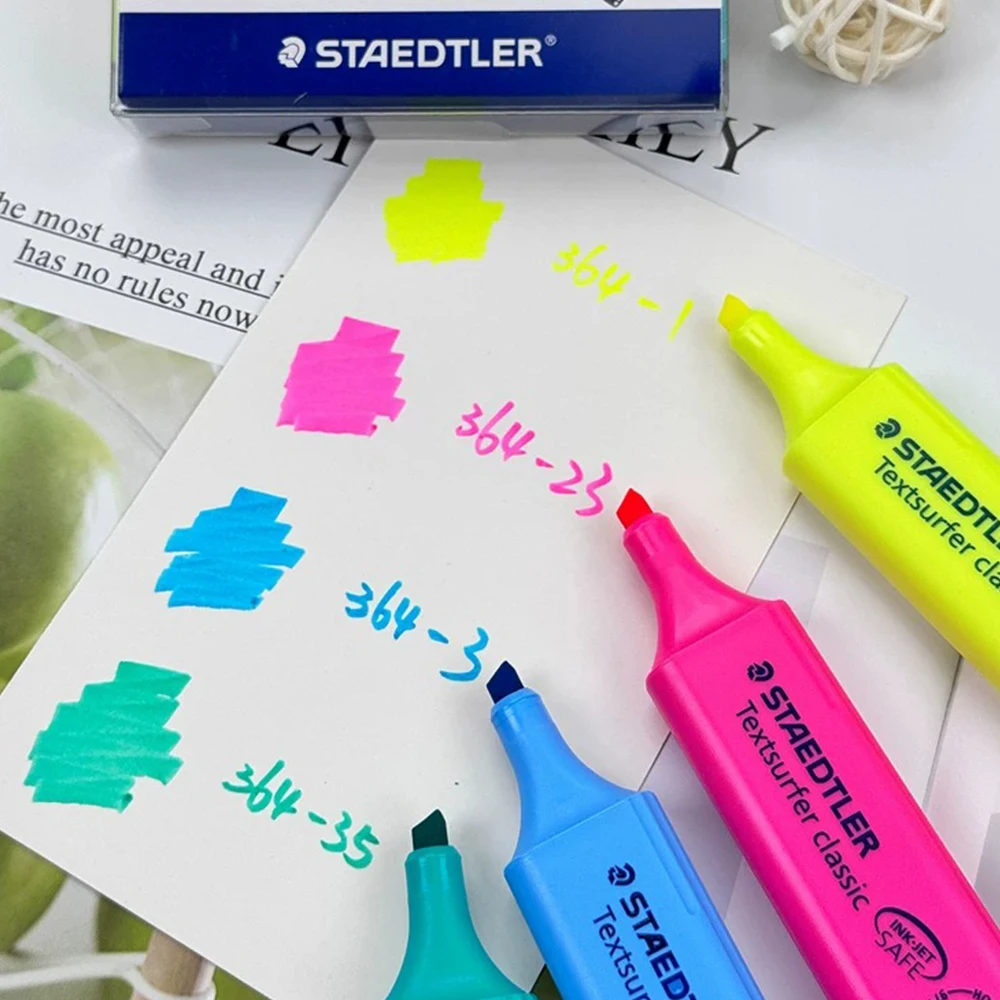 4pcs New STAEDTLER Highlighters Set Cute 364 Soft Light Color Marking Pen Drawing Graffiti Key Children's School Office Supplies