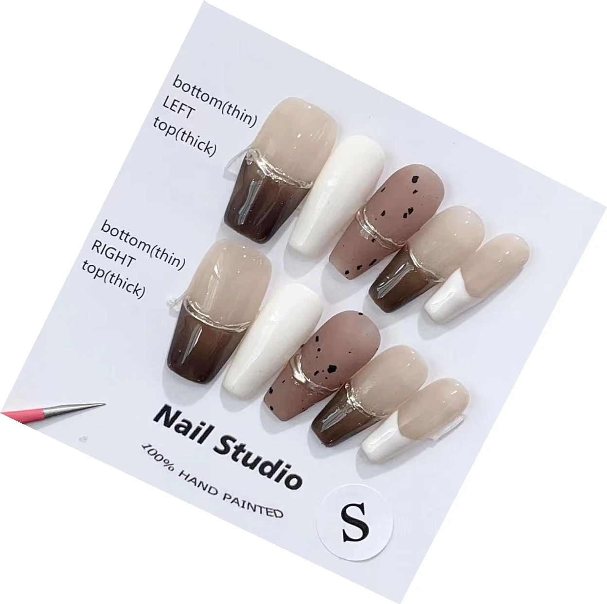 

Milk Coffee Handmade Press On Nails,Nude Color,Glossy Finish,Medium Coffin Shape,Natural Look In Emmabeauty Store. No. EM19282