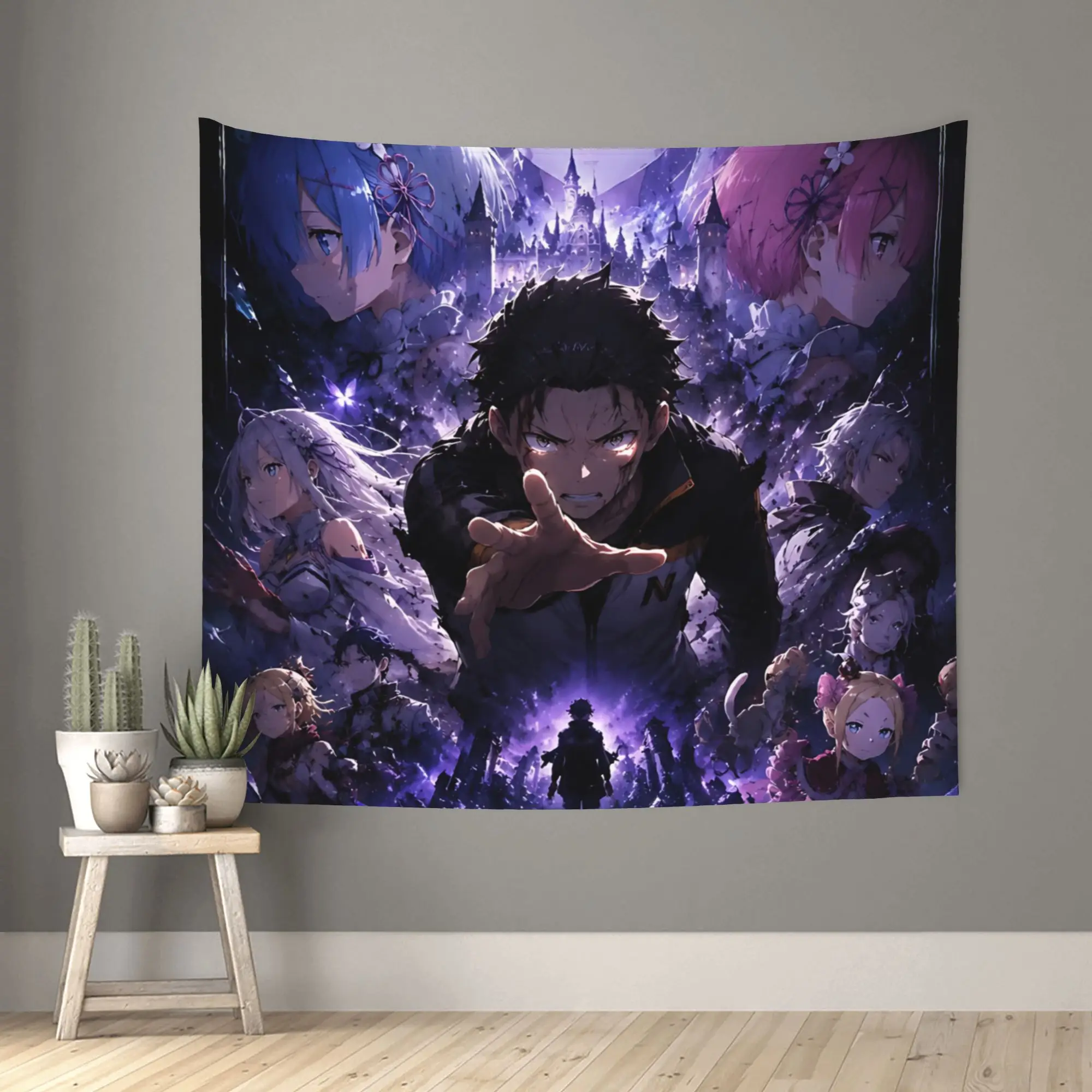 Re ZERO Anime Customized Tapestry  Wall Hanging Blanket Tapestry Home Decor Items Wall Decorations