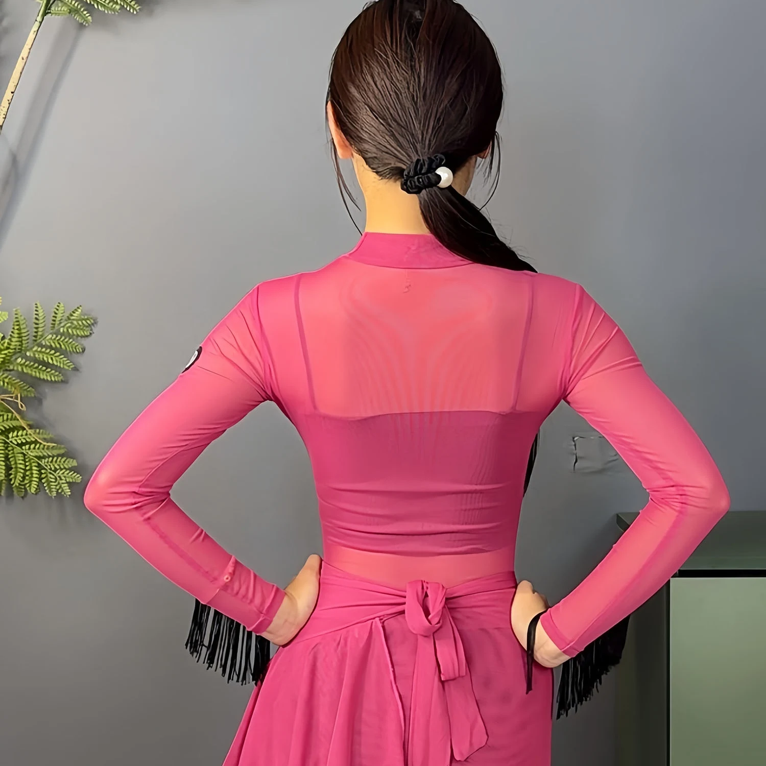 Nappa maniche lunghe maglia top da ballo latino abbigliamento da prestazione per donna rumba samba costume da ballo da sala pratica usura BL16775