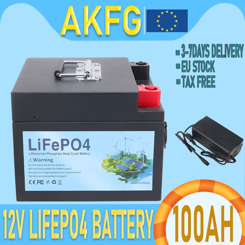 Brand New LiFePO4 12V 50ah 100ah Lithium Iron Phosphate Battery 8000+ cyclic for Inverter Solar RV EU STOCK 3-7 Days Delivery