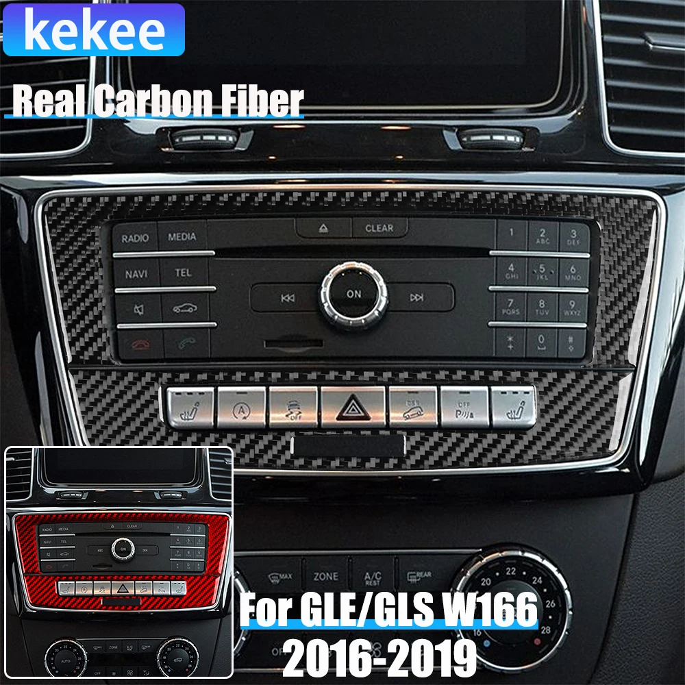

Real Carbon Fiber Car Accessories CD Player Control Trim Cover Soft Sticker For Mercedes-Benz W166 GLE/GLS 2016 2017 2018 2019