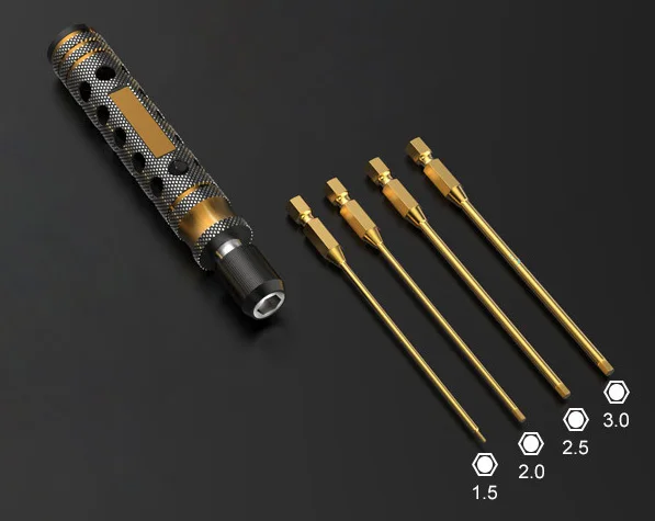4 in 1 Hex Screwdriver Set 1.5mm 2.0mm 2.5mm 3.0mm Metal Steel Hexagonal Repair Tool Kit for RC Model Car Boat Aircraft Part