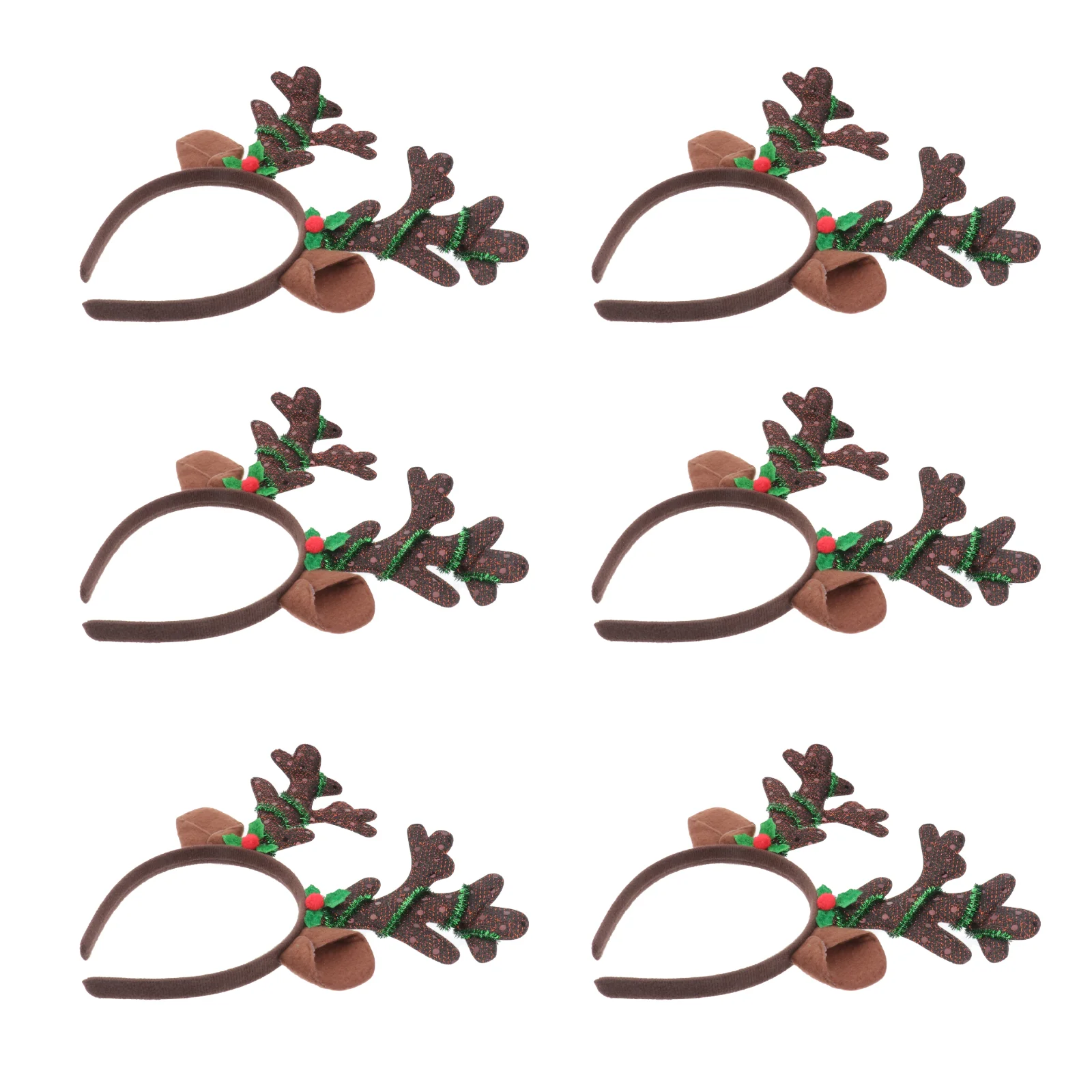 

6 Pcs Christmas Antler Headband Headdress Headwear with Light Hair Costume Party Headbands Headpiece Fabric Accessories