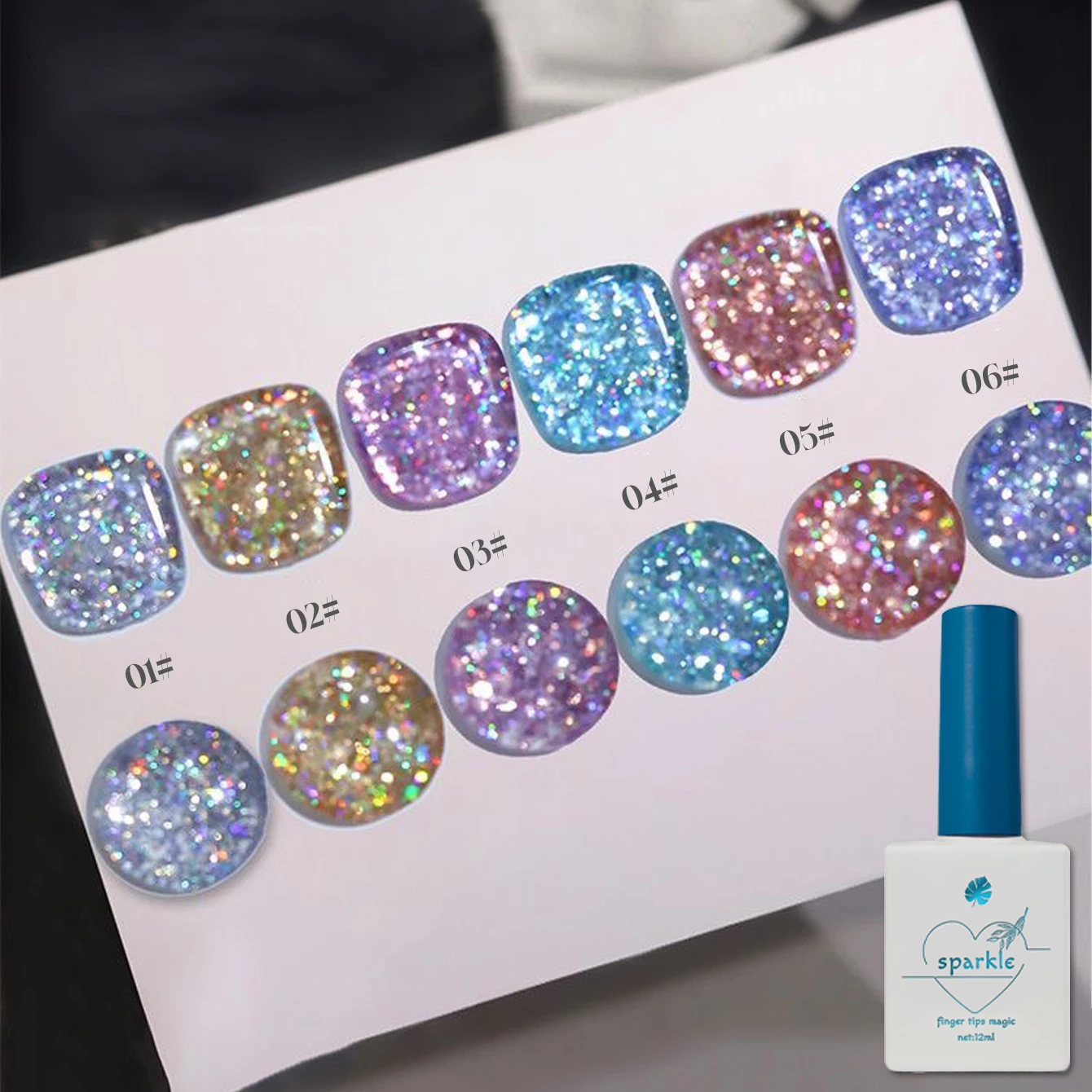 

12 мл, 1-6 шт., лазерный гель-лак для ногтей с измельченными алмазами, новый стиль, популярные принадлежности для дизайна ногтей с бриллиантами