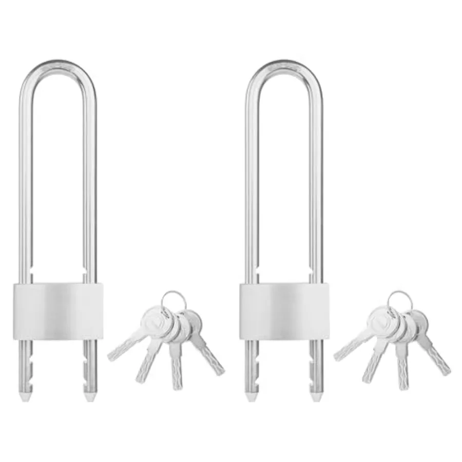 

Универсальные велосипедные U-образные замки из нержавеющей стали (2 шт.) с одинаковым ключом, для улицы, с 8 ключами, регулируемая дужка 70 мм (2,76 дюйма)