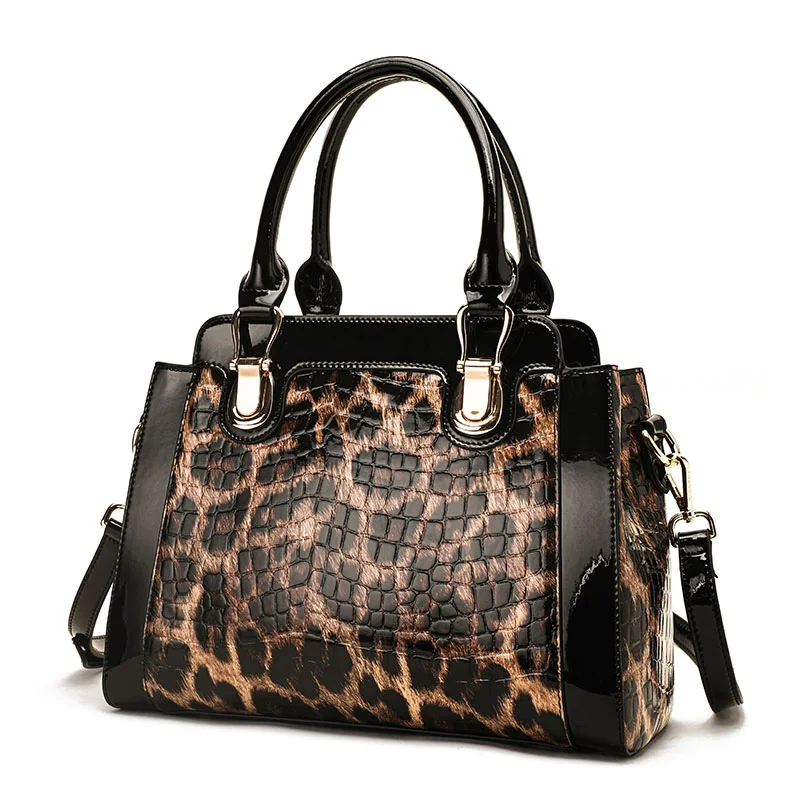 Aidrani Fashion Leopard Pattern Genuine Leather Women\'s Bag Large Capacity Women\'s Handbag Cowhide One Shoulder Crossbody Bag