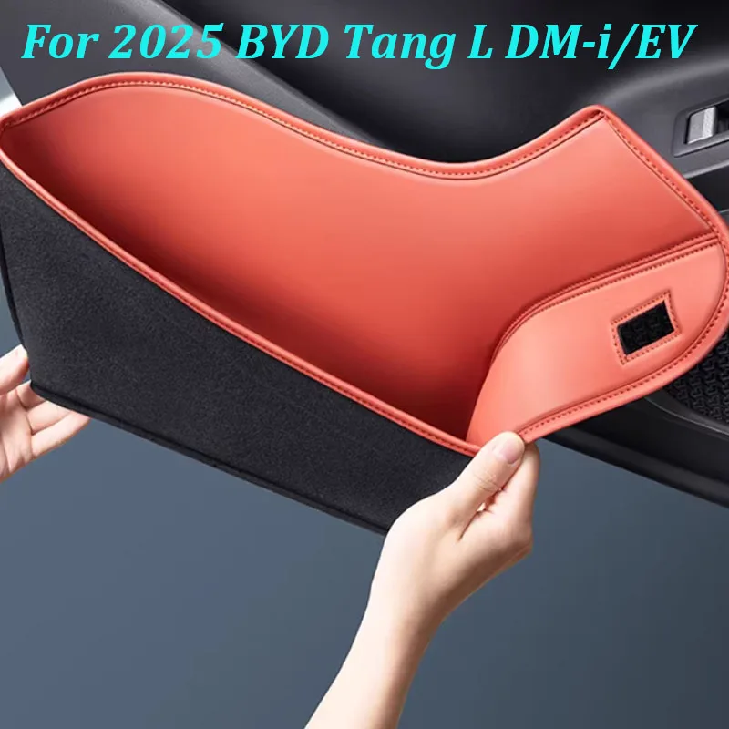 

Car Door Storage Box For 2025 BYD Tang L DM-i EV Door Side Organizer Leather Pocket Holder Sticker Auto Interior Accessories