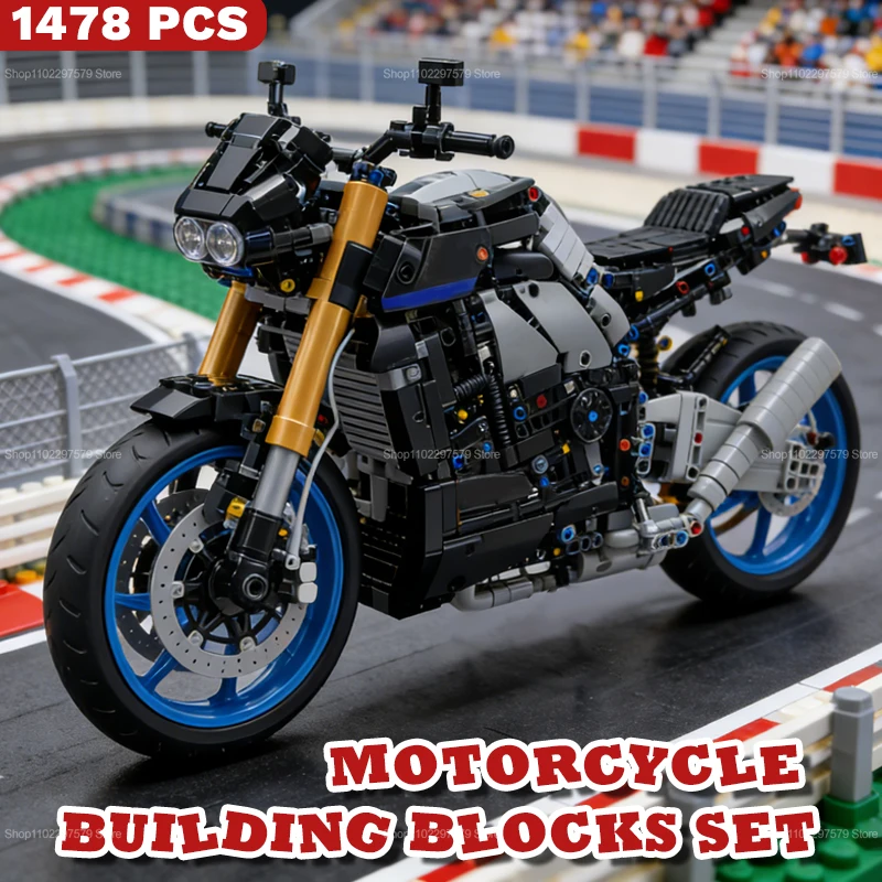 Kit de blocs de construction de moto de course 1478 pièces, modèle de moto rapide, jouets éducatifs DIY pour enfants et adultes, cadeau, modèle de collection
