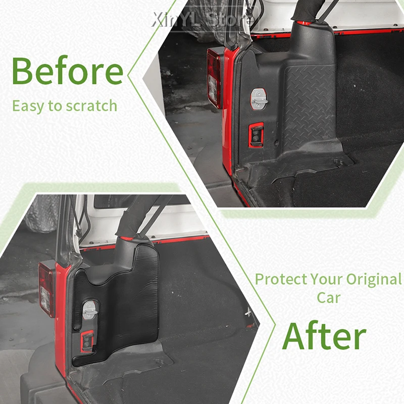 Car Rear Trunk Side Protection Mat Cover for Jeep Wrangler JK 4-Door 2007 2008 2009 2010 2011 2012 2013 2014 2015 2016 2017
