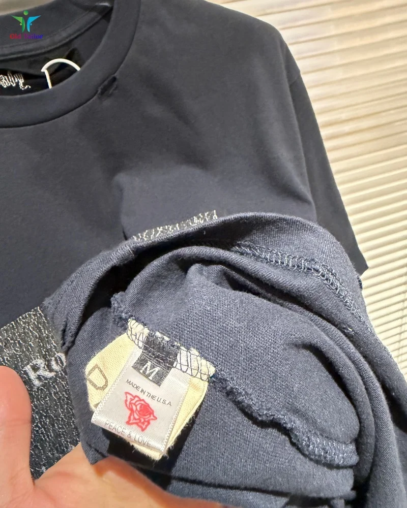 Paly Deep Grey Slogan Print Badge Metal Vintage Short-Sleeved TEE Summer 1:1 Men's Women's Premium Casual T-Shirt