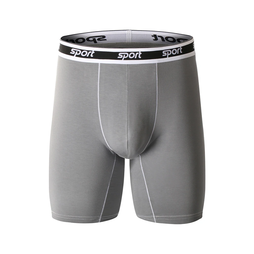 Daily Holiday Men Underwear Panties Boxer Briefs Grey/Blue/Purple/Black Large Size Modal Slight Stretch Solid Color