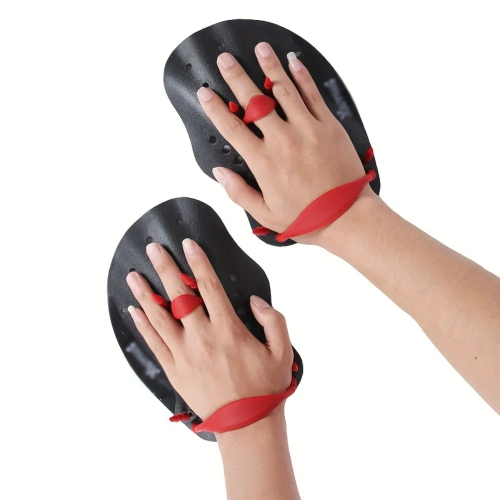 1 Paar schwarze Schwimmflossen für Erwachsene – Freestyle-Trainingflossen für professionelles Schwimmen und Paddeln – Handflächenzubehör