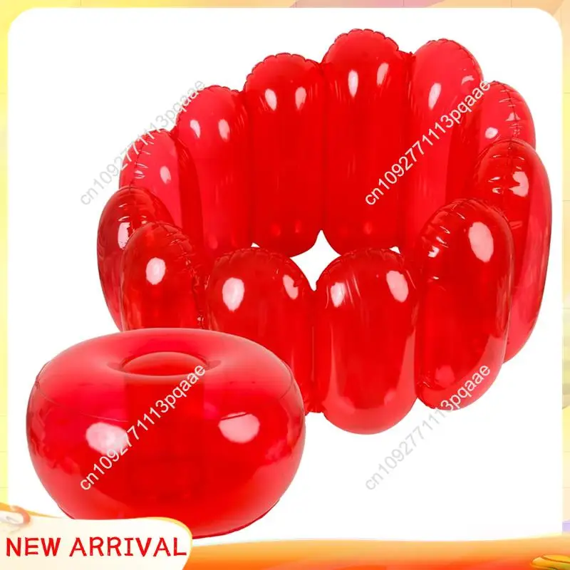 N84R Portable Blow Up Couch Jelly Inflatable Chair, Jelly Collection Inflatable Sofa Seat Furniture For Home Yard Patio