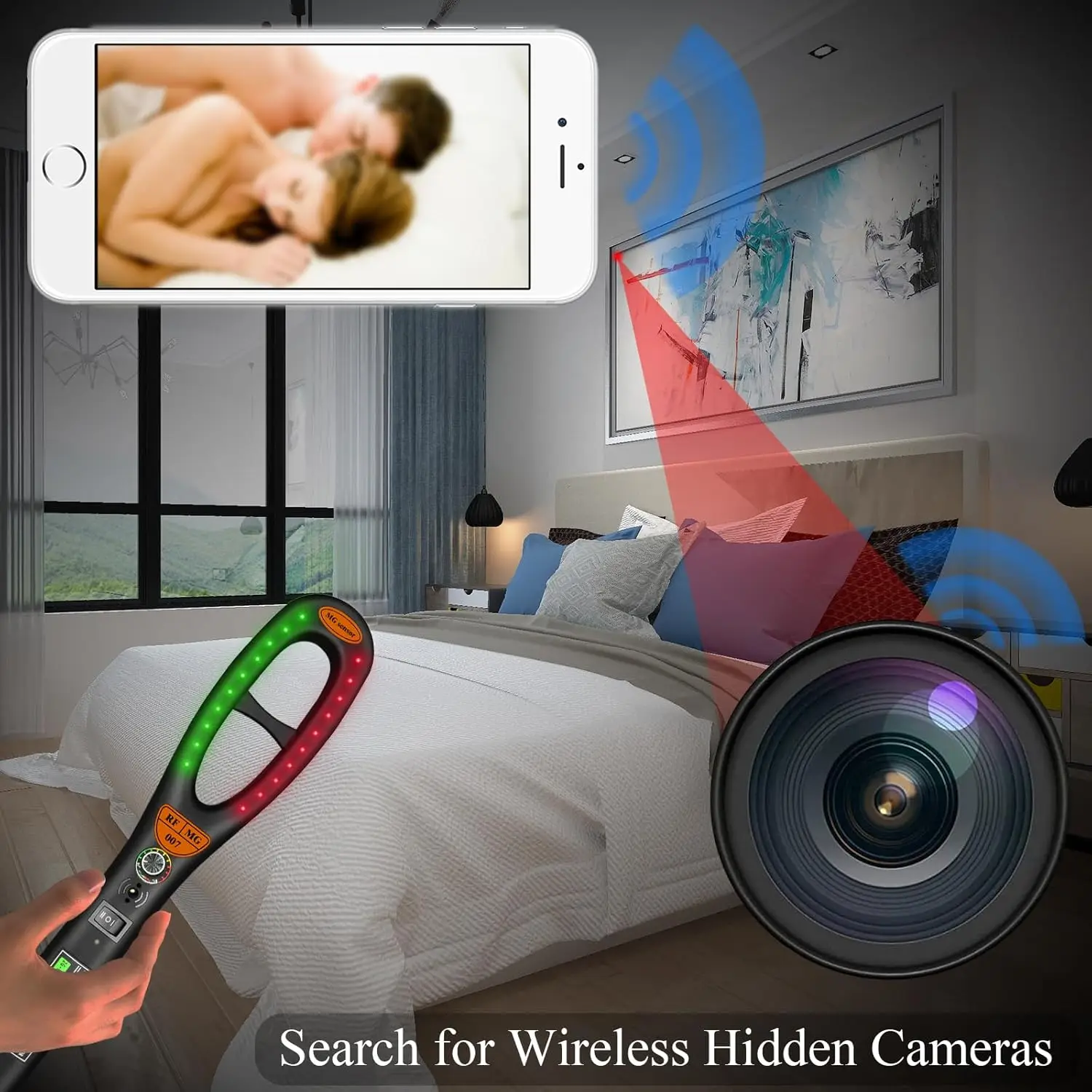 Camera Finder Listening Device Scanner for Car, Hotel, Meeting Anti Spy Mini Hidden Camera Detector Spy Gadgets Device