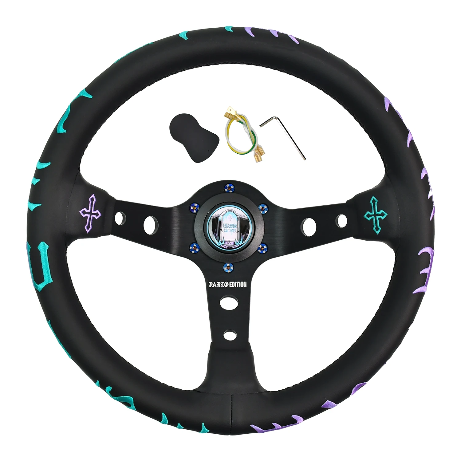 

320mm Racing Steering Wheel Leather Embroidery Car Modified Auto Parts Deep Corn Game Steering Wheel For Pc