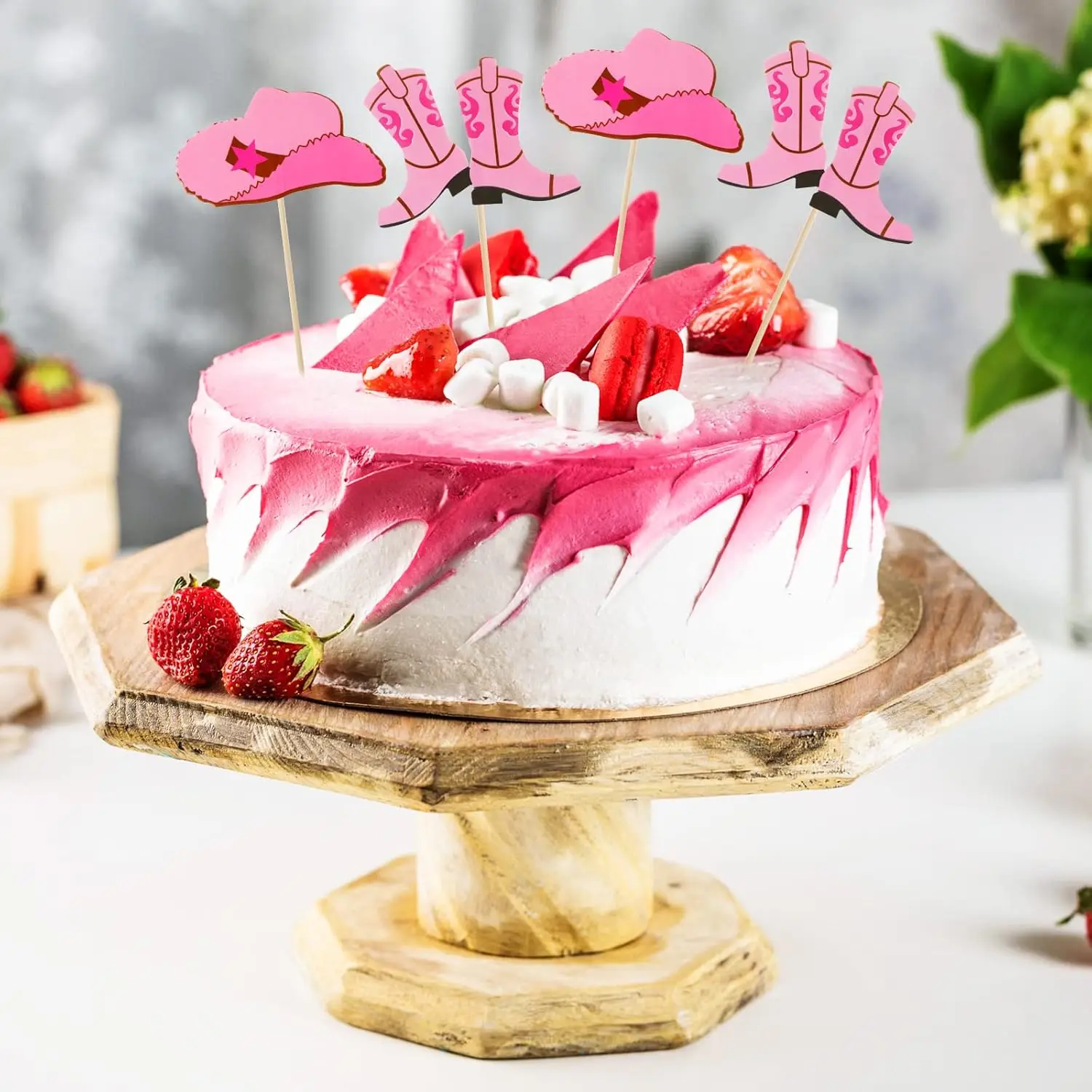 24 Stück Cupcake-Topper mit Cowboyhut und Stiefeln, Western-Geburtstagskuchen-Dekorationen, Partyzubehör für die Babyparty, Cowgirl-Themenveranstaltung – Detail 5