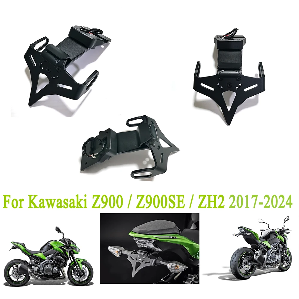 

For Kawasaki Z900 Z900SE / ZH2 2018-2024 License Plate Holder Motorcycle Accessories Tail Bracket LED Light Fender Eliminator