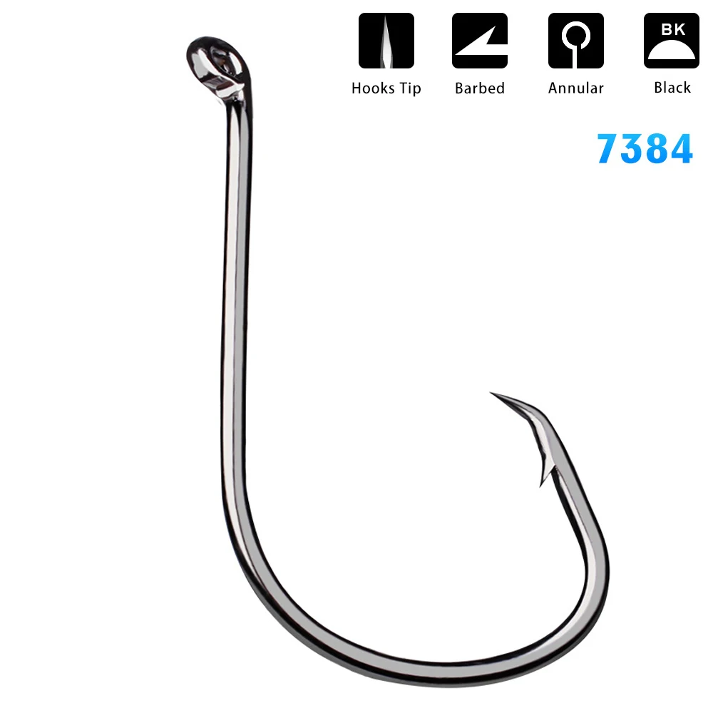 

Lot 100pcs Octopus Fishing Hook 72A High carbon steel Black fishhook Barbed Annular Sharpened Tip Hook Saltwater Barbed 1#-8/0#