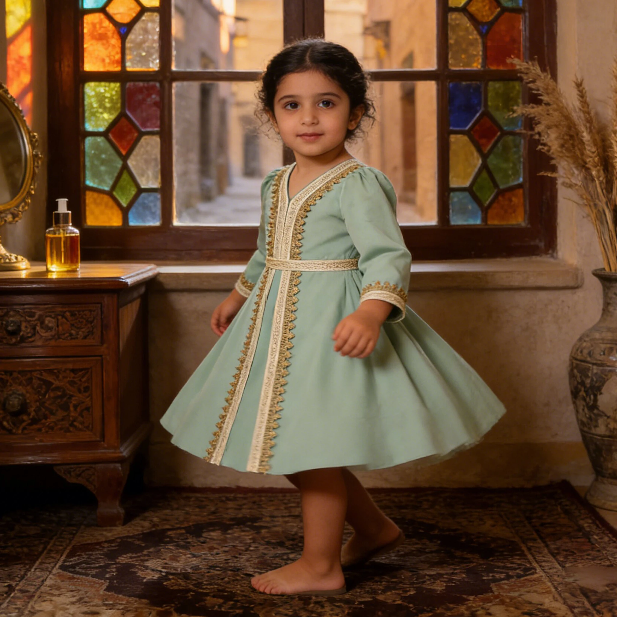 

Детское платье с длинным рукавом для девочек на Рамадан, мусульманское, в арабском стиле, для молитв на Ид, праздничное, принцесса, с цветами, для выпускного, детская одежда