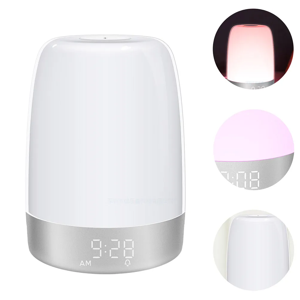 Sunrise Alarm Clock LED Bedside Lamp Wake Up Light 7 Alarm Modes Touch Control Snooze Night Light