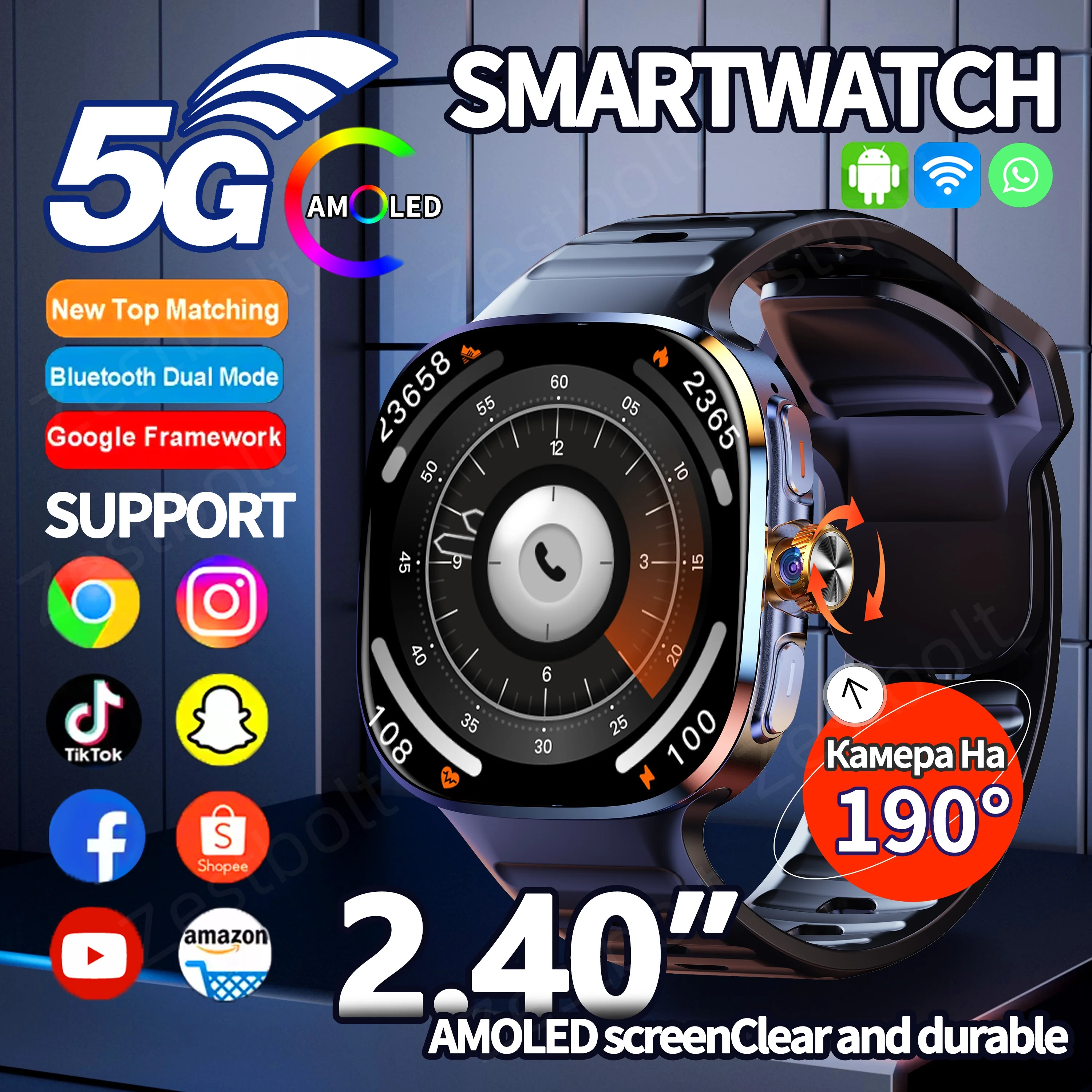 

4G 5G LTE Full Netcom M99 Smartwatch Android system 2.4 inch 720*720 Amoled Screen 900W HD Camera Fashion Smart Watch GPS WIFI