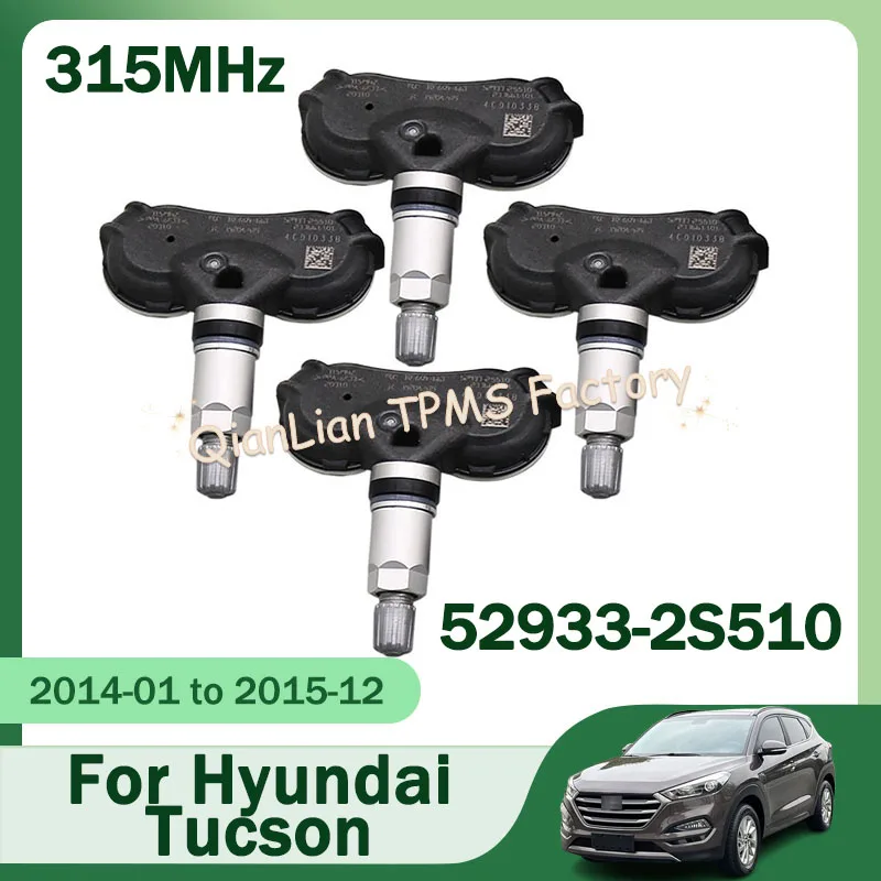 

1/4 шт. 315 МГц 52933-2S510 529332S510 Датчик давления в шинах Системы контроля давления в шинах для Hyundai Tucson 2014-2015