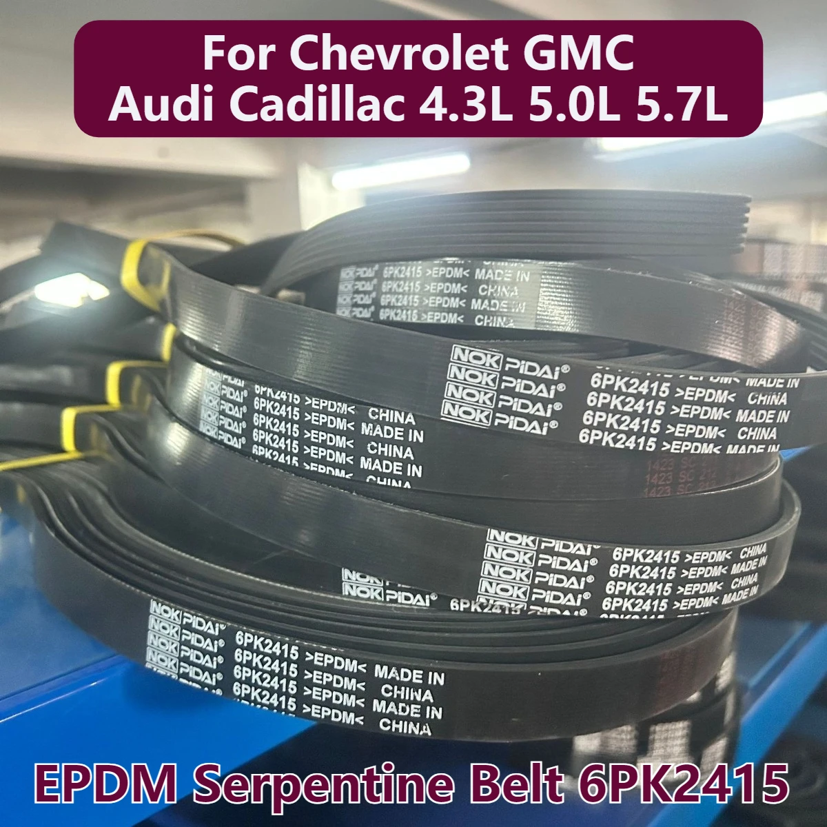 Correia serpentina EPDM 6PK2415 para Chevrolet GMC Audi Cadillac 4.3L 5.0L 5.7L