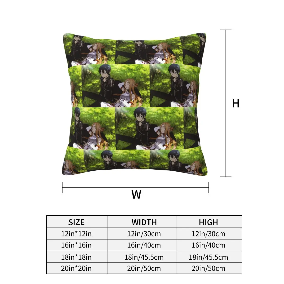 Sword Art Online Sao Yuuki Asuna Anime Square Pillowcase Cushion Cover Pillow Case Throw Pillow Cover for Home Sofa Living Room