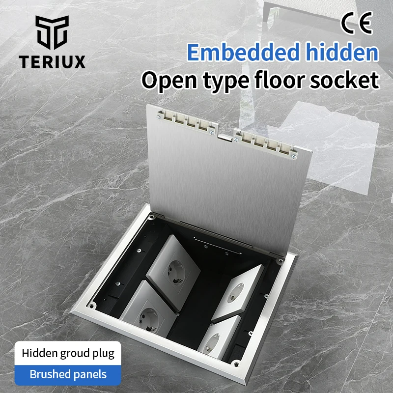 Factory Sale Stainless Steel floor Socket  Customized   Built in  accommodates 4 power module panels side insertion socket