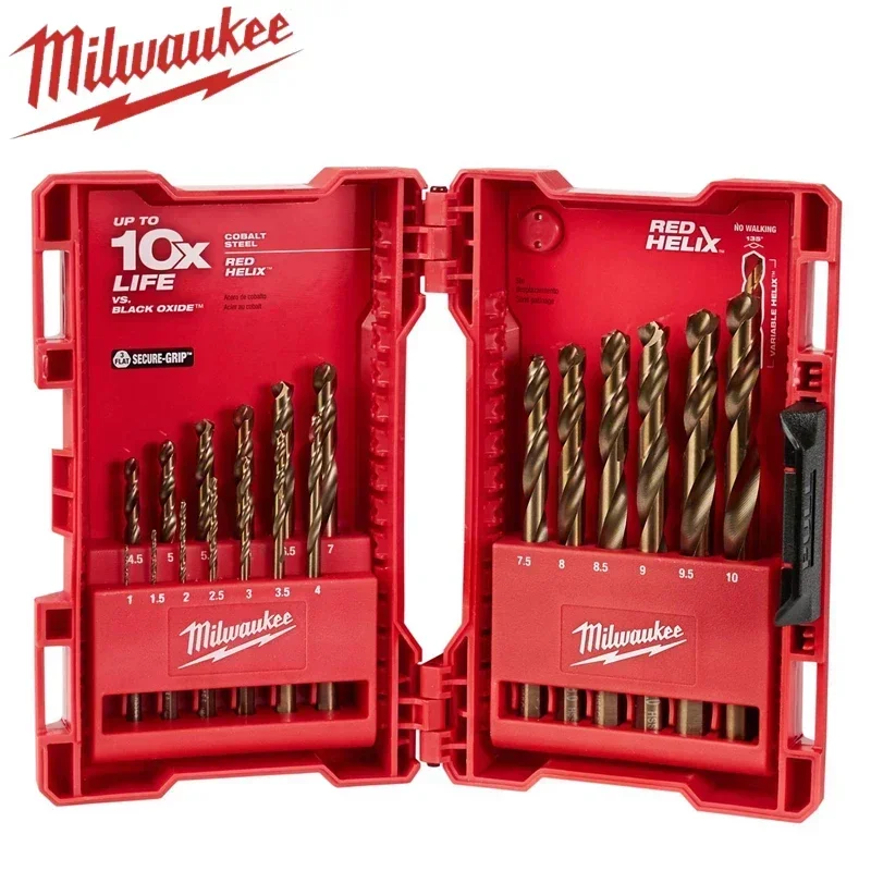 Milwaukee 48-89-2530 19PCS RED HELIX Cobalt Metric Drill Bit Set 1-10MM Hard Metal Twists Drill MILWAUKEE Power Tool Accessories