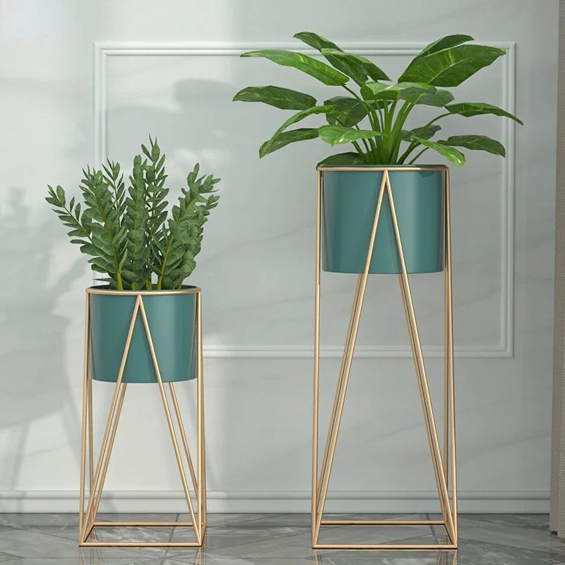 

Simple fashionable plant stand Nordic metal small space storage rack decoration living room balcony floor-type shelf