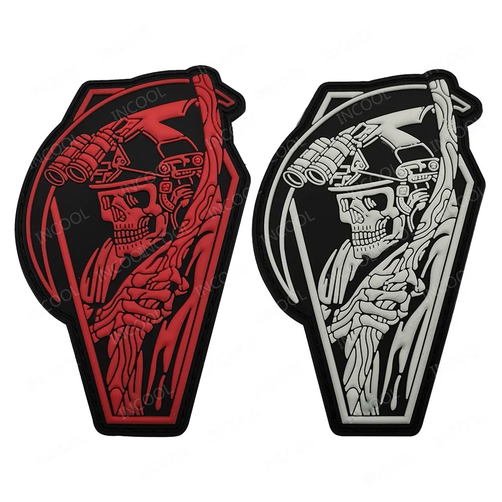 Japanese Devil Mask Rubber PVC Patches Death God Skull Embroidered Shoulder Decorative Armband Appliqued Patch For Jacket