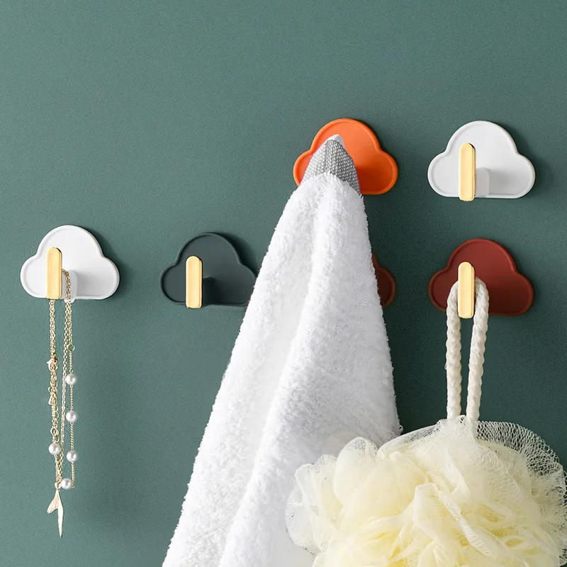 4pcs Nordic Style Cloud Wall Hangers L-Shape Self Adhesive Clothes Bags Keys Hanging Rack Drilling Free Wall Decoration Hook