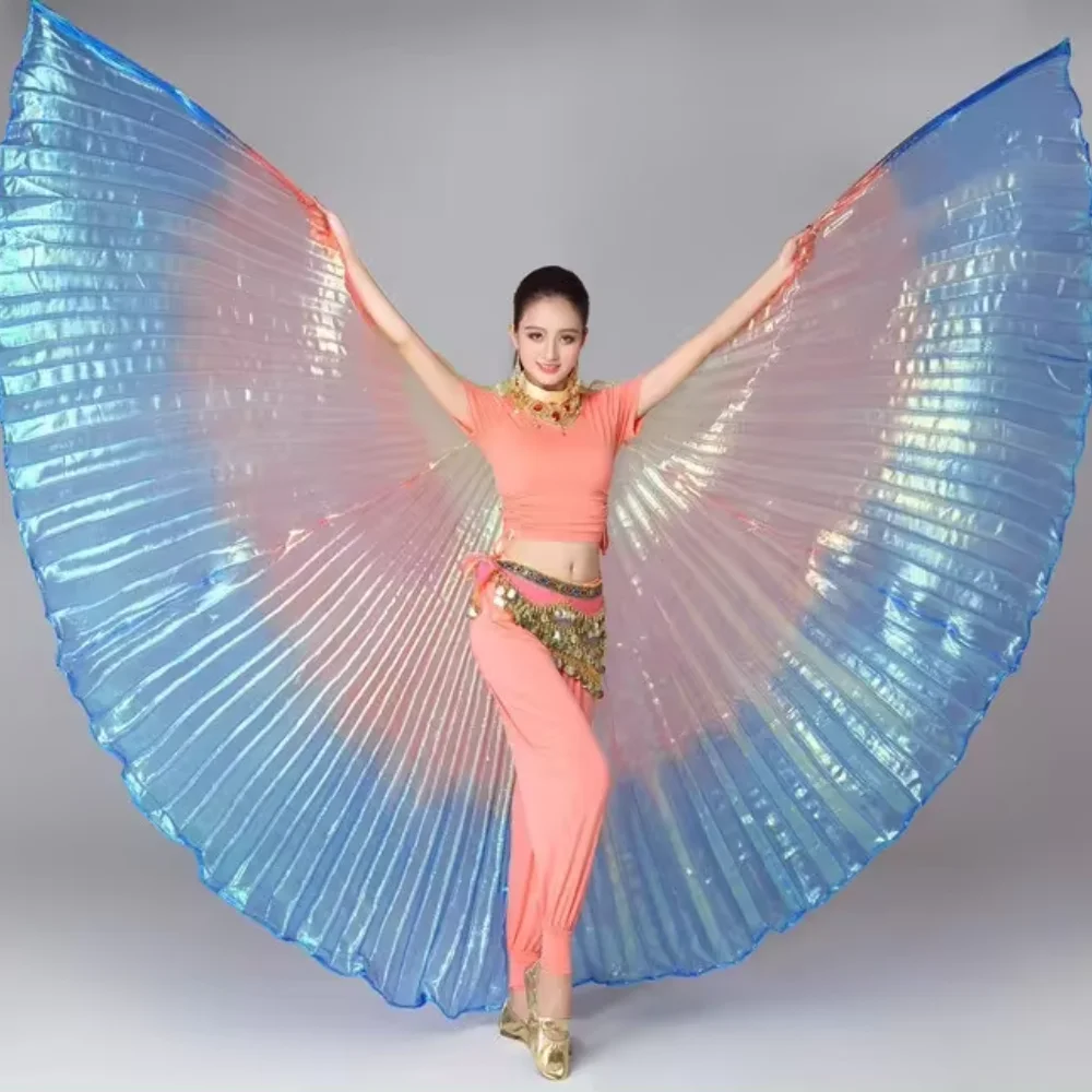 Isis Wings Colorful Belly Dance Wings with Stick Egyptian Indian Dance Wings Performance Costumes Rainbow Stage Prmance Props