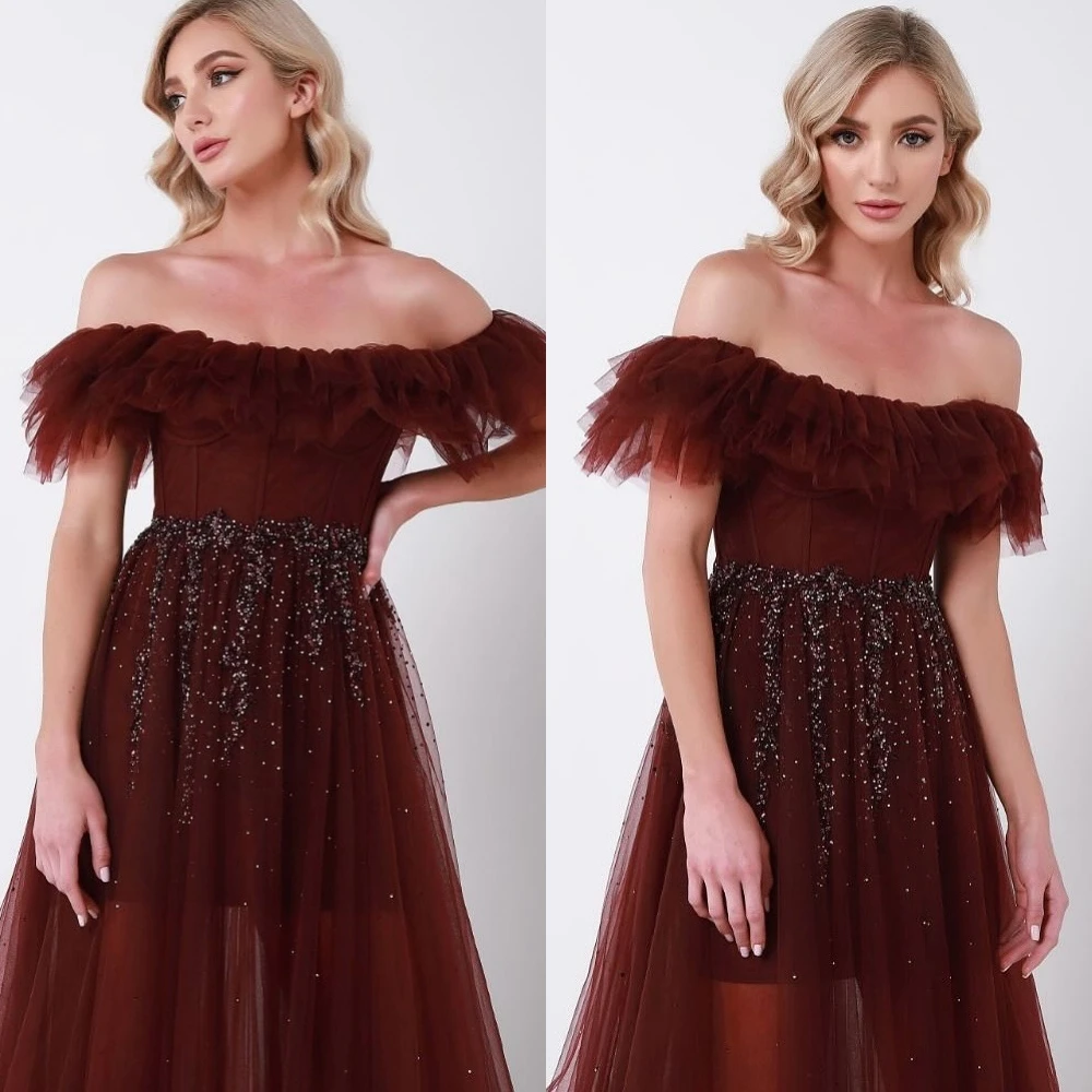Maßgeschneidertes A-Linie-Boot-Ausschnitt, elegantes formelles Abendkleid, modisches Temperament, Partykleider, zartes, hochwertiges Ballkleid