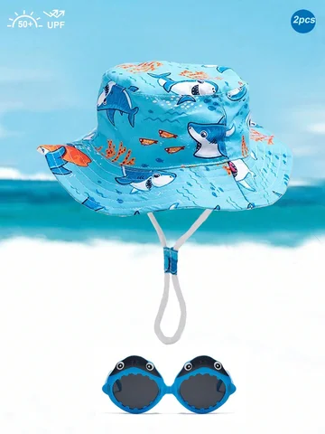2pcsFisherman's hat, children's hat, summer sun protection, boys' thin sun protection, wide brim, girls' summer girls'