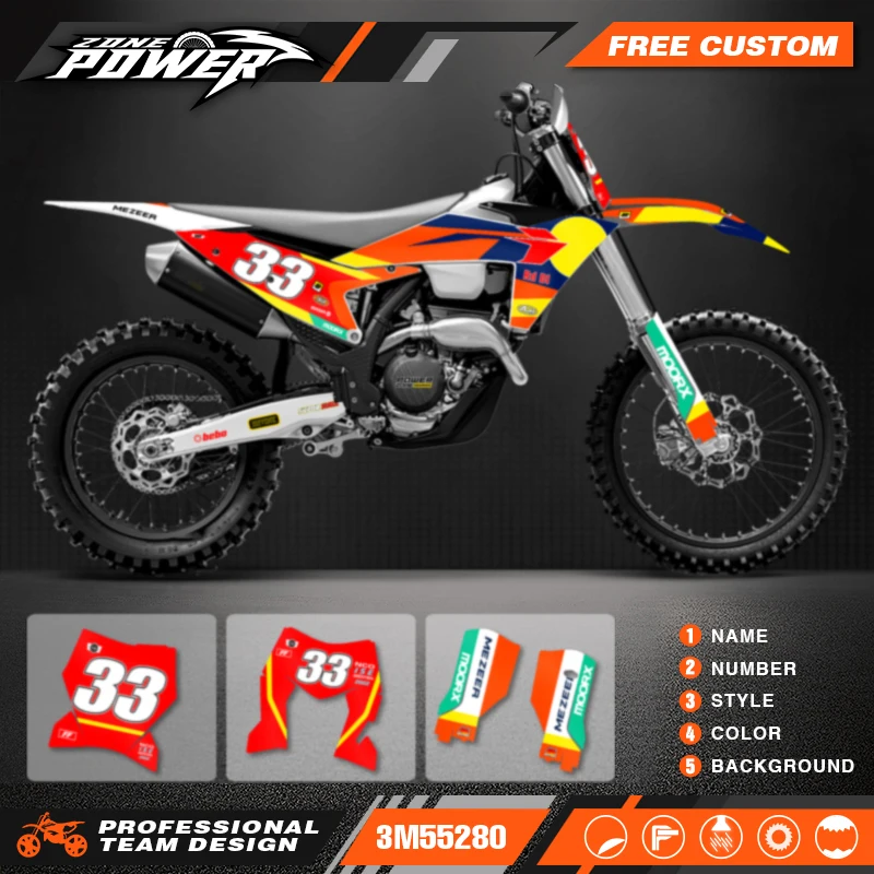 

Powerzone Custom Team Graphics Backgrounds Decals Stickers Kits for KTM EXC EXC-F XCW 2024 2025 2026 SX SXF 2023 2024 2025