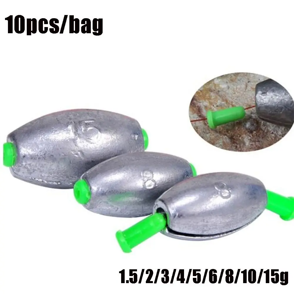 10Pcs High Quality Additional Weight Line Sinkers opening Mouth Sinker Hook Connector Olive Shaped  Fishing Lead fall