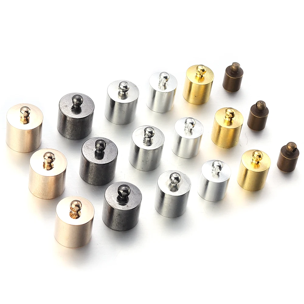 20-50pcs/lot 2-14mm Metal Crimp End Caps Leather Cords End Tip Beads Caps Plated Gold Clasps DIY Jewelry Making Finding Supplies