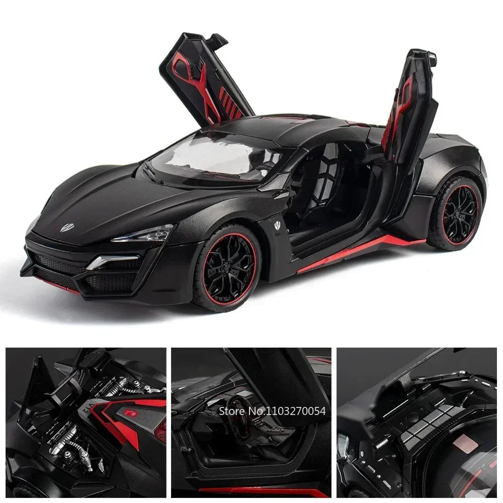 1:24 LYKAN SUPERCAR SRT Hellcat Modell Spielzeug Auto Diecast Legierung Fahrzeug Türen Geöffnet Sound Licht Zurückziehen Gummi Reifen Spielzeug Geschenk Kind